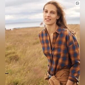 MADEWELL Westward Long Sleeve Plaid Flannel Button Down Shirt- S